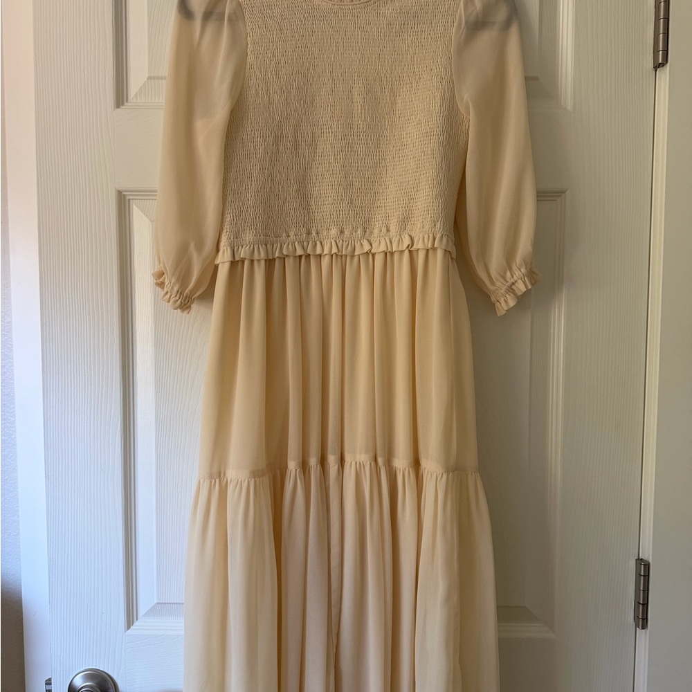 H&M Cream Tiered Midi Dress